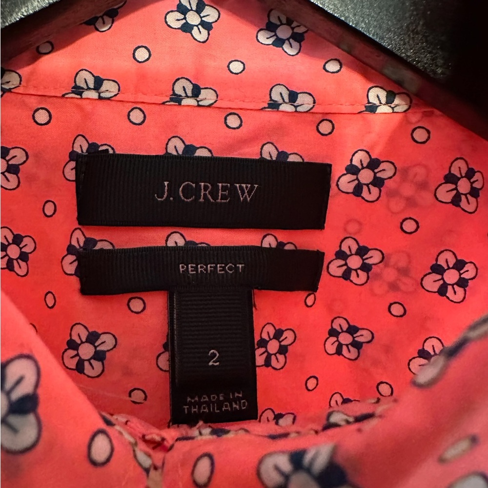 J.Crew Perfect Shirt Floral Button Down Cotton Blouse Size 2 Office Workwear - Picture 3 of 5